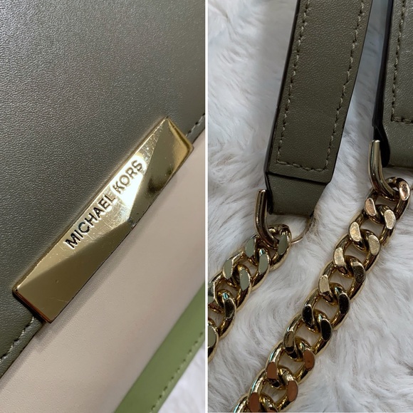Michael Kors Jade Tricolor Large Gusset Leather Shoulder Crossbody Bag, Green - Picture 11 of 12